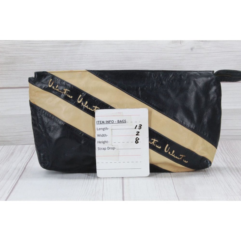 Valentino by Mario Valentino Black Soft Leather Zipper Clutch Bag - Picture 8 of 8